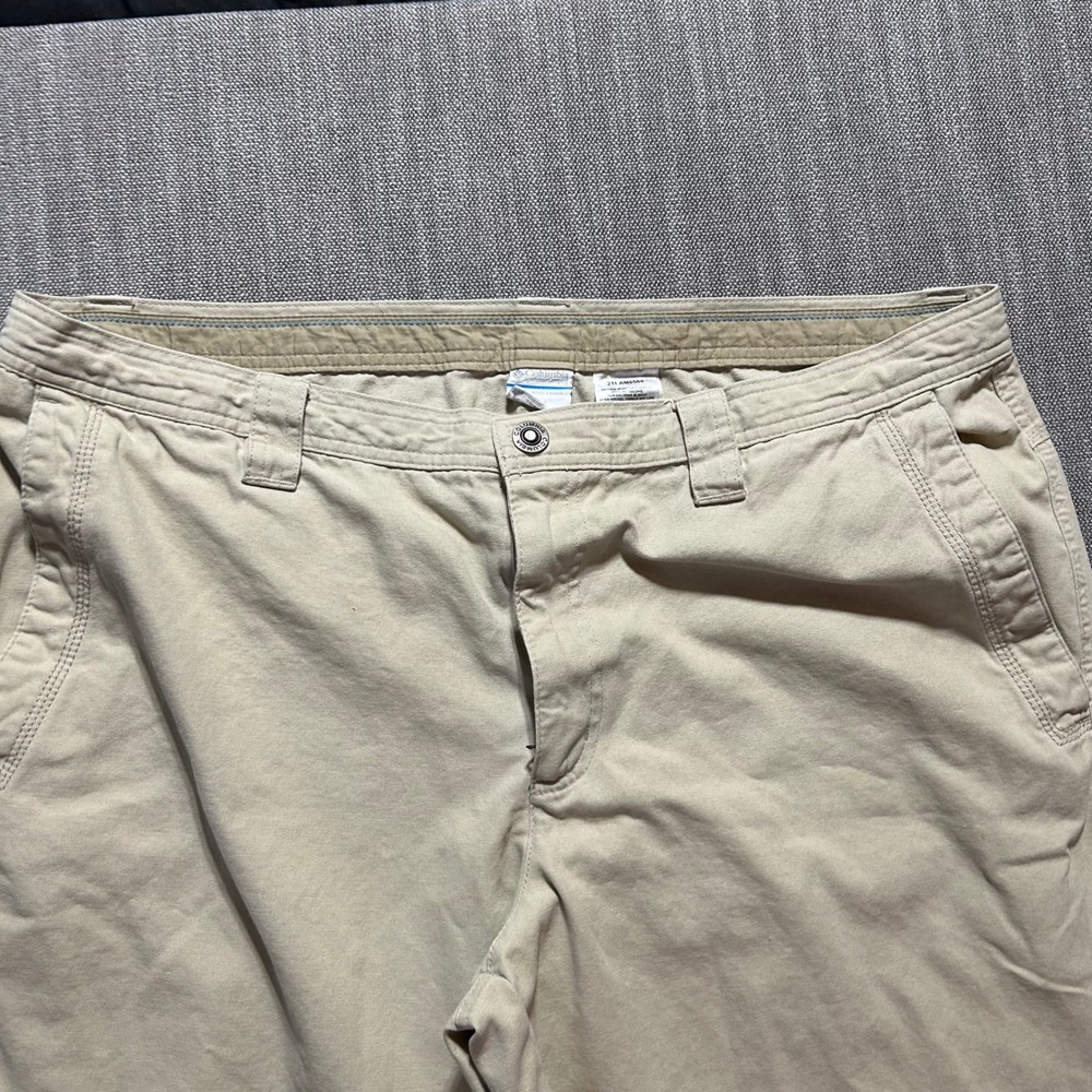 Columbia Mens Khaki Canvas Cargo Pants 40x30 AM8564 Tan Cotton Utility Trousers